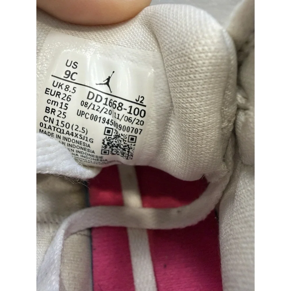 Nike Air Jordan 1 Shoes Mid Paint Drip Ice Cream White Pink Kids 9C Sneakers
